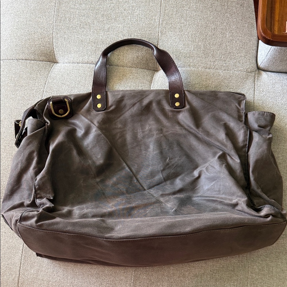 Ernest Alexander Men's Grey/ Brown Canvas Work Bag with Leather Handles - Picture 5 of 6